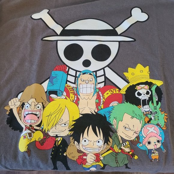 One Piece Mens T Shirt Chibi Strawhat Crew Under Skull Logo Small NWT - Picture 3 of 7
